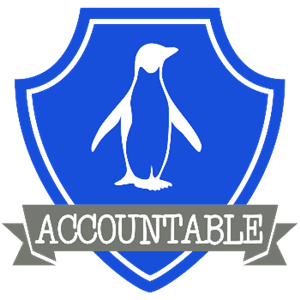 house accountable crest- blue penguin 